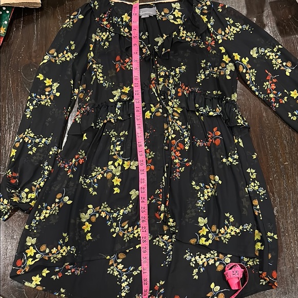 Anthropologie Black Floral Tunic top or mini dress - Picture 5 of 5